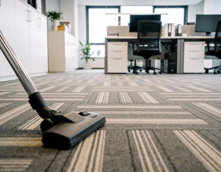 floor being swept in an office